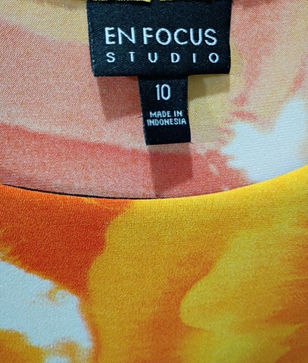 Enfocus Studio Orange & Magenta Abstract Midi Dress SIZE 10 - Picture 4 of 9